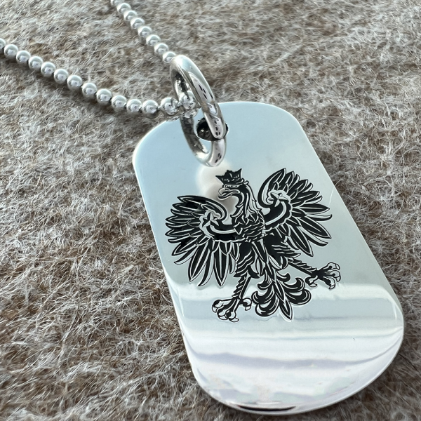 Polish Eagle Dog Tag Necklace, Personalised, 925 Sterling Silver
